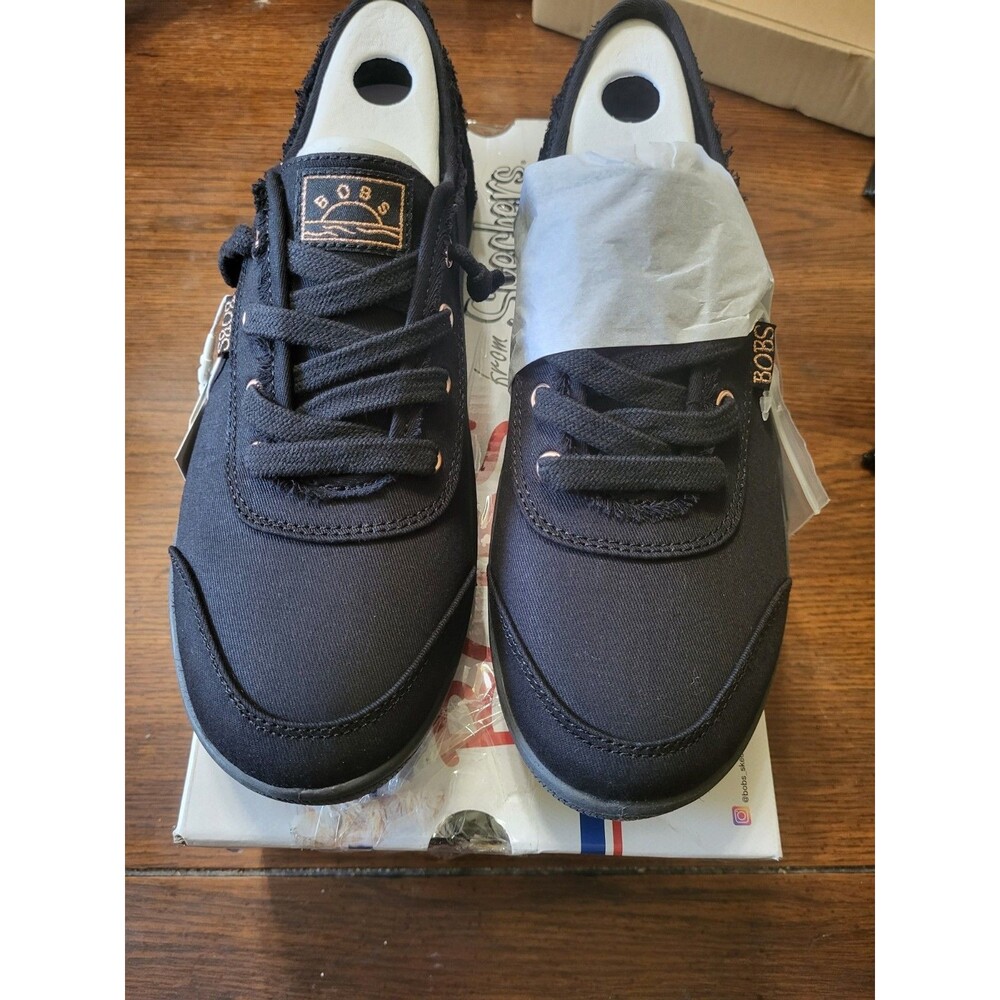 BOBS from Skechers B Cute Women’s Black Canvas Lace-Up Memory Foam Sneaker 9 - Picture 4 of 5
